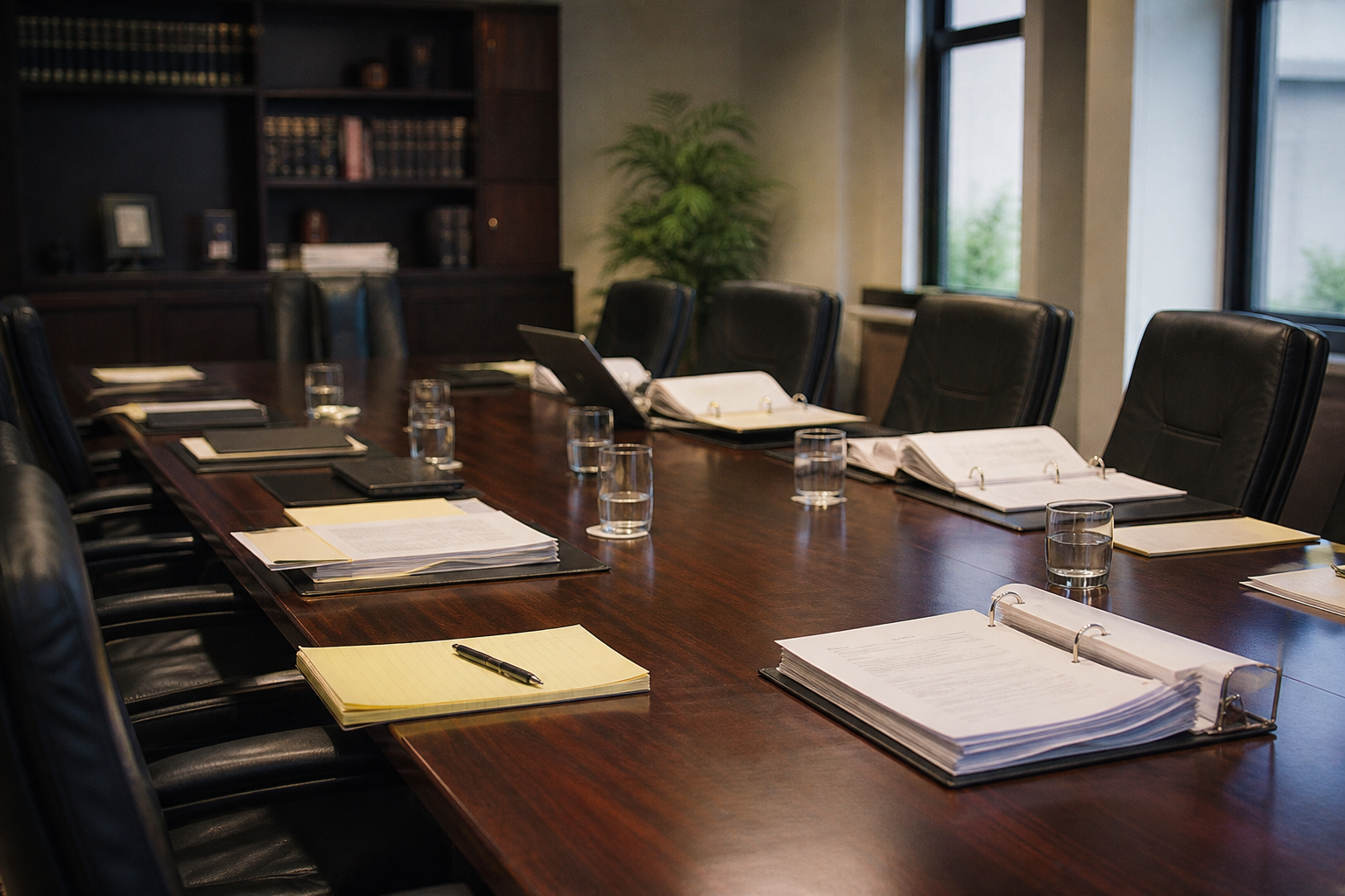 Boardroom prepared for a document review
